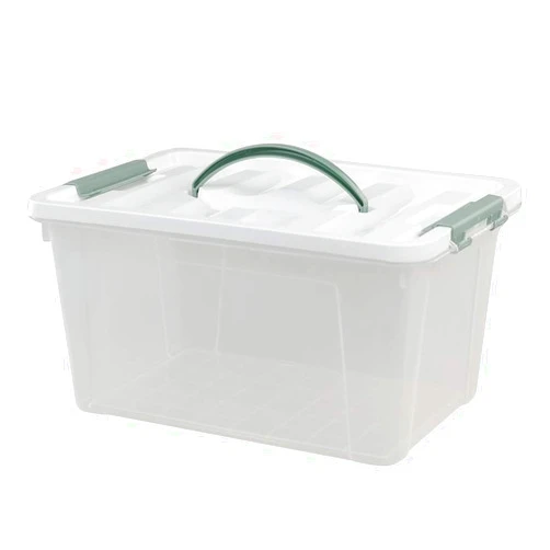 Saedy 14 Quart Latching Box, Great Funtionality Plastic Storage Bin with Lid, Clear Transparent Box with Handles