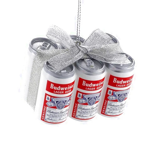 Kurt S. Adler Budweiser Vintage Can 6 Pack with Bow Ornament AB1151 New for Christmas