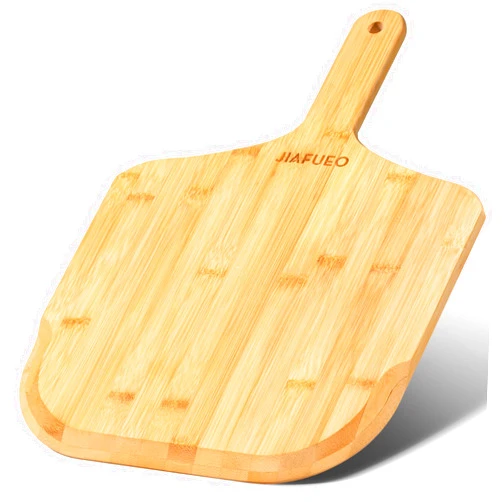 JIAFUEO Pizza Peel 12 inch, Bamboo Pizza Board Wooden Pizza Paddle Spatula Oven Accessory for Baking Homemade Pizza, Wood Cutting Board for Cheese Bread Fruit Vegetables