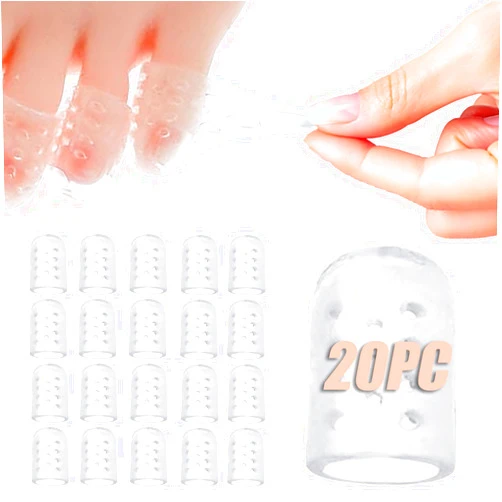 QEEGO 20 Pcs Silicone Anti-Friction Toe Protector,Gel Toe Protectors Breathable Little Toe Covers for Men and Women,Toe Sleeves for Corns, Blisters and Pain Relief