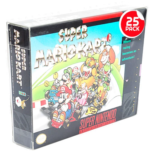 EVORETRO Video Game Box Protectors Case Compatible with SNES & N64 Games - 0.40MM Thick PET Display Protector Holder Compatible for Super Mario, Donkey Kong, Zelda (25 Pack)