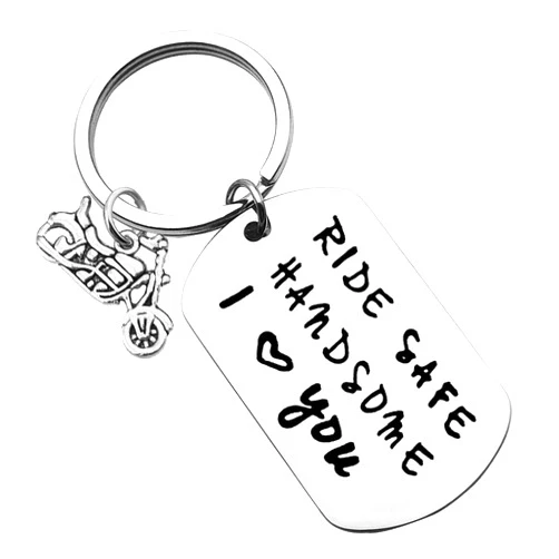 Vadaka Biker Gift Ride Safe Keychain Motorcycle Keychain Jewelry Valentine's Day Keychain New Driver Gift Couple Gift for Boyfriend Husband Christmas Anniversary Birthday Gift for Biker Couple Keychain