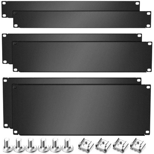 Zhengmy 1U,2U,4U Blank Panel Metal Rack Mount Filler Panel Mount Panel Spacer 19 Inches Rack Blanking Panel Kit for Enclosure Server Rack Cabinet Black (6 Pieces)