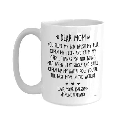 Whizk Spinone Italiano Mom Mug Funny Coffee Gifts For Women - Best Dog Mom Lover Owner Rescue Birthday Mothers Day - Dog-Themed Tea Cup 11 oz or Large 15 oz MPO0335