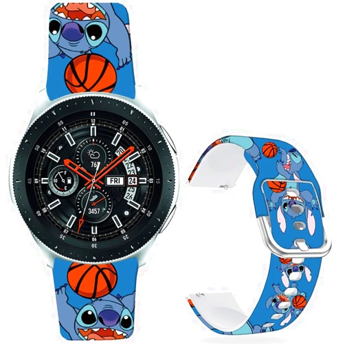 Hepsun Stitch Blue Basketball Bands Compatible with Samsung Galaxy Watch 4 40/44mm/Galaxy Watch 42mm/Watch 3 41mm/Active 2/Gear S2 Classic/Sport/Garmin Vivoactive 3 20mm Soft Silicone Kawaii Cute