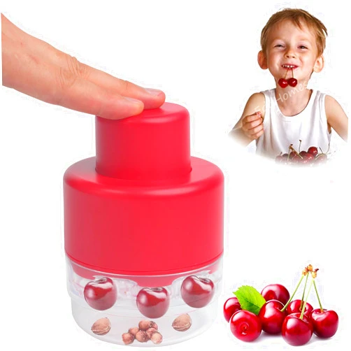 EddHomes Cherry Pitter Tool Pit Remover, Multiple Cherry Core Remover Tool with Space-Saving Lock Design, Heavy-Duty Cherry Pit Remover for Kids