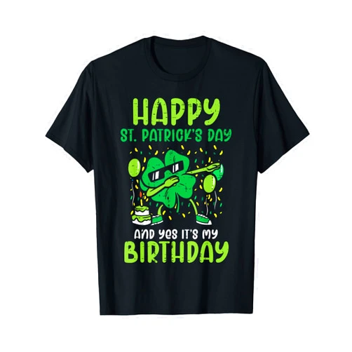 St Patricks Day Shirts Men Women Boys Girls Kids Happy St Patricks Day Birthday Shamrock Dab Bday Party Kids T-Shirt