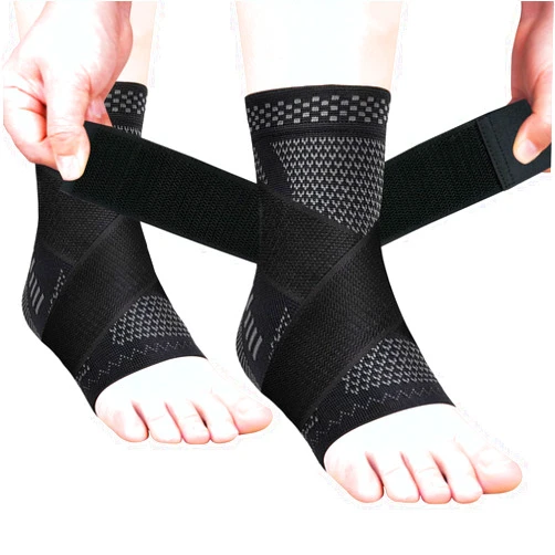 JIUFENTIAN Ankle Brace for Women an Men Adjustable Compression Sleeve (Pair)-Ankle Support Heel Brace for Achilles Tendonitis, Plantar Fasciitis-Eases Swelling and Sprained Ankle(Grey,Medium)