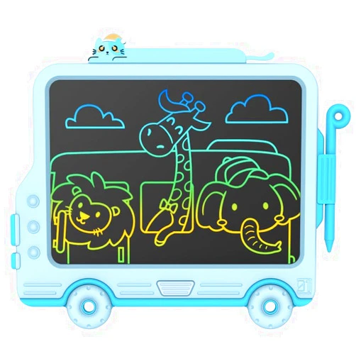 FLUESTON LCD Writing Tablet for Kids Car Shape, Kids Toys Gifts for 3 4 5 6 7 7+ Year Old Boys Girls Drawing Coloring LCD Doodle Board Pad Car Road Trip Travel Essentials with Attached Pen for Toddler