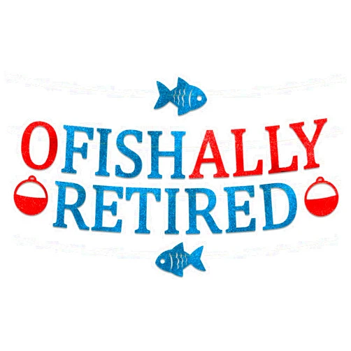 Sterling James Co. Ofishally Retired Glitter Banner - Funny Retirement Party Supplies, Gifts and Decorations - Fishing Gift - Fishing Themed Party