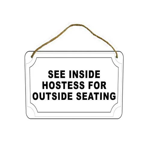 Audreyo See Inside Hostess for Outside Seating Vintage Style Metal Sign 20x30cm Wood Signs