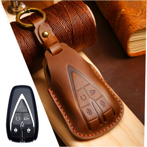 DPHWW Leather Car Key Case Cover Pouch Fob Protector Keychain Accessories for Changan Unit CS75 Plus X7 Cs55 Cs75plus Holder Shell Bag