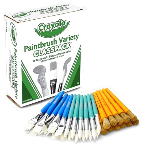Crayola Paintbrush Variety Classpack, School Supplies, 36 Large Paint Brushes For Kids, Assorted