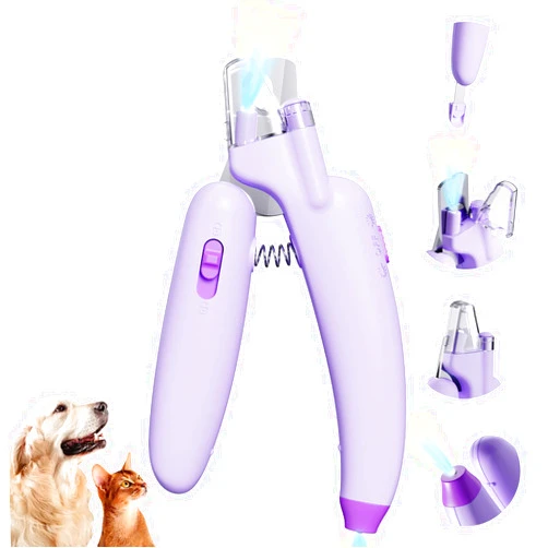 SASAAJIJI Dog & Cat Nail Clippers,Dog Nail Trimmers with 2 LED Lights, Powerful Safety Guard and Nail File to Avoid Over Cutting，Easily illuminate the bloodline,Suitable for Large to Medium Dogs, Cats purple-1