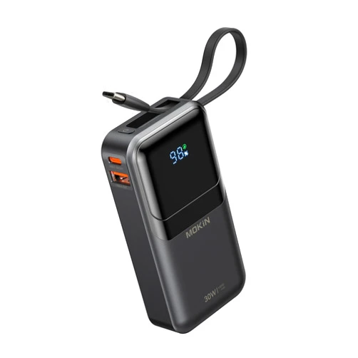 Imokin MOKiN Portable Charger, 10000mAh 30W Power Bank Fast Charging, Phone Battery Pack with Built in Cable, 4 Outputs, Travel Compact Powerbank USB C for iPhone 17 16 15 14 13 iPad Pro MacBook Air Samsung