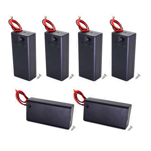 OLIREXD 6pcs AAA Battery Holder with Switch ON Off Case Back Cover with Cord Wire Leads 2X 1.5V 3 Volt Batteries Charger Holder Spring Clip Storage Box Cell Cable (2AAA)
