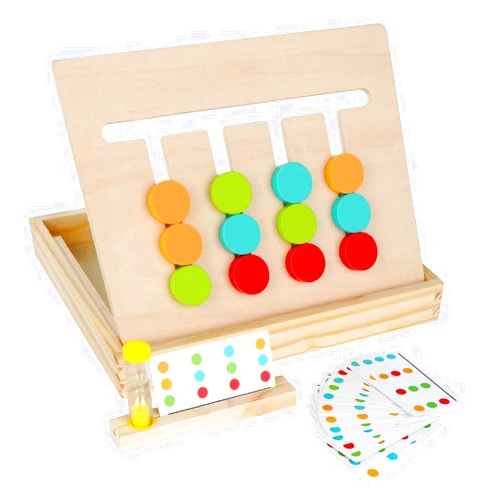 AugToy Montessori Learning Toys Slide Puzzle Color & Shape Matching Brain Teasers Logic Game Preschool Educational Wooden Toys for Kids Boys Girls Age 3 4 5 6 7 Years Old Travel Toys Birthday Easter Gifts
