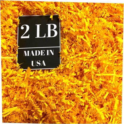 Mrs Fizz Crinkle Cut Paper Shred Filler for Packing and Filling Gift Baskets (2 LB) Yellow
