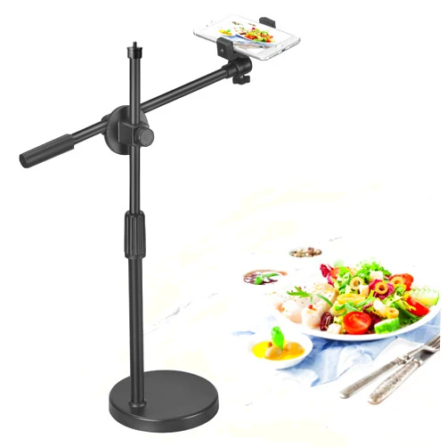 XCELLENT GLOBAL XG Overhead Phone Mount Live Streaming Phone Desktop Stand,Adjustable Height and Angle with Stable Round Base,Perfect for Product Live Streaming Shop(36-52CM)