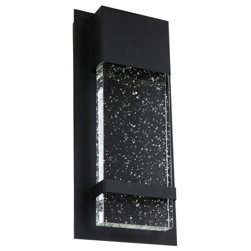 Sunlite LED Wall Sconce, Black Metal Frame with Raindrop Effect Glass Panel, 6.5