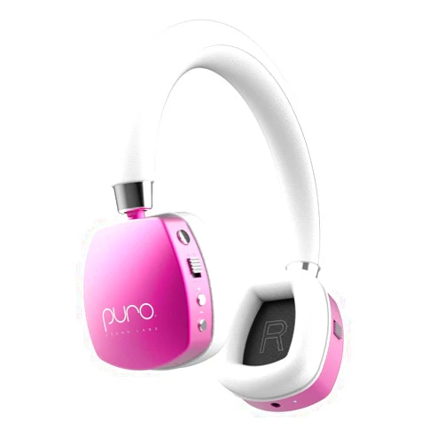 Puro Sound Labs PuroQuiets Volume Limited On-Ear Active Noise Cancelling Bluetooth Headphones – Lightweight Headphones for Kids with Built-in Microphone – Safer Sound Studio-Grade Quality (Hot Pink)