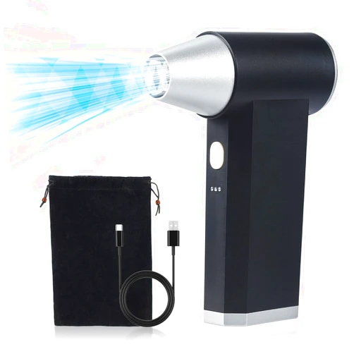 SYNCJOY Compressed Air Duster 4-Gear Adjustable Electric Air Duster - Replace Canned Air, Mini Rechargeable Cordless Air Blower for Keyboard, PC, Car, Air Bed, and Home Cleaning 130,000 RPM(Black)