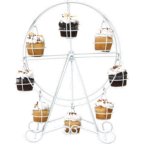 Hooshion Ferris Wheel Cupcake Stand, Dessert Serving Tray, Cupcakes Holder Rack Cupcake Display 360 Degree Rotatable for Candy Cupcake Cookies Dessert Wedding Party Furnishing Accessories (White)