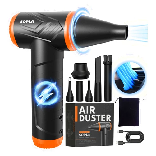 SOPLA Compressed Air Duster 150000RPM with Laptop Keyboard Cleaner Gel, Mini Air Blower for Electronics, No Canned Air Duster for Computers, Electric Air Duster Blower for PC, Dust Off Compressed Air Can