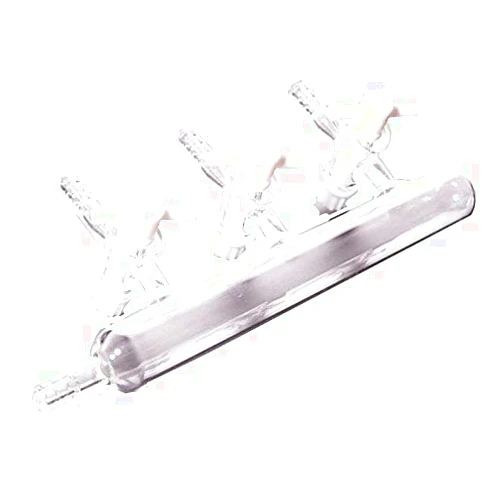 YUCHENGTECH Vacuum Gas Distributor Glass Manifold Vacuum Gas Chemistry Lab Glassware with Solid PTFE Stopcock (3-Port, Single Bank)