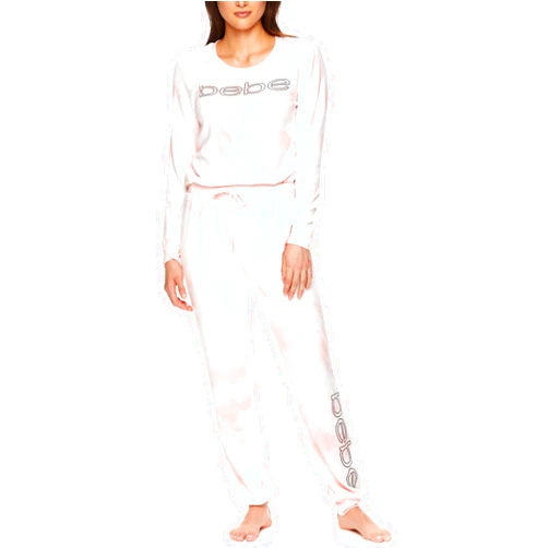 bebe Womens Long Sleeve Shirt and Lounge Skinny Pajama Jogger Pants Sleepwear Set