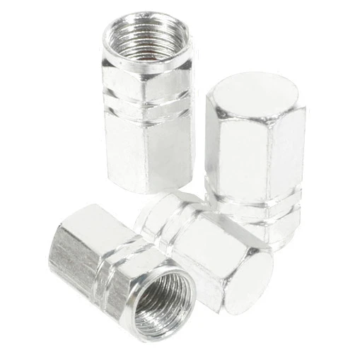 Bylikeho 4PCS Valve Stem Caps,Aluminum Tire Caps,Tire Stem Caps,Car Accessories Tire Air Cap Tire Pressure Caps,Car Tire Caps Tire Valve Stem Caps,Fit for Cars,SUVs,Bike and Motorcycles (Silver)