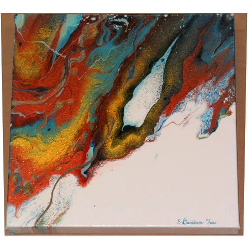 Handmade 12x12 Copper Flow, Original Abstract Acrylic Flow Painting with a High Gloss Varnish Finish Original Painting on Canvas, Wall Art Canvas, Modern Art, Contemporary Art, S.Davidson,