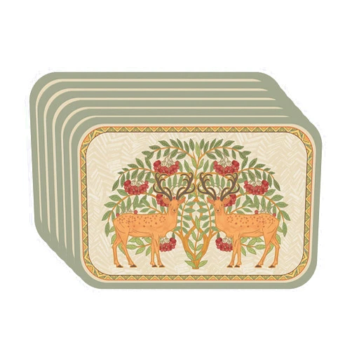 Bilin gaier Brown Reindeer Pattern Animal PVC Rectangular Placemats,Set of 6,Heat Resistant,Waterproof,Soft and Durable Table Mats,Decoration for Dining Table,Coffee Table,Kitchen,Christmas,12