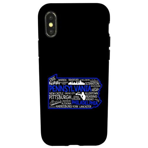 BoogieCreates iPhone X/XS Pennsylvania cute map Philadelphia, Pittsburgh, Allentown Case