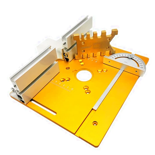 Burko Set of 3 Router Table Insertion Plates, Aluminum Alloy, Wood Milling, Flip Board Trimming Machine, Engraving Auxiliary Tool with Miter Gauge, Saw