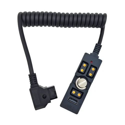 Chikoni D-tap Male to 3 Port Female Splitter Power Cable Hub Connector with USB and Indicator Light Suitable for Anton Bauer V-Mount ARRI RED Camera TILTA Steadicam IDX Battery, for D-Tap outputs
