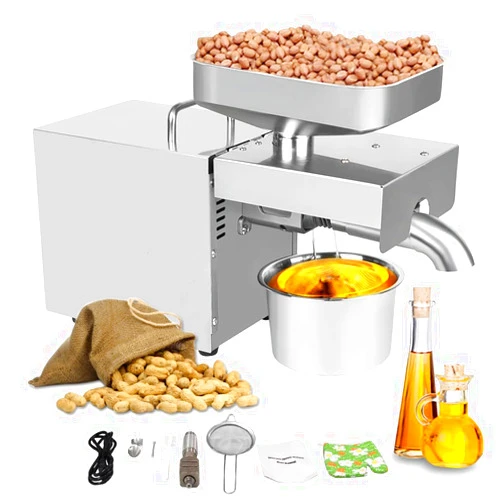 ZXMOTO Oil Press Machine 1500W 110V Electric Automatic Peanut Nut Seed Oil Extractor Stainless Steel Oil Presser Expeller for Commercial Home Use