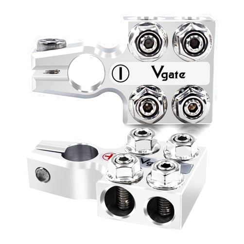 Vgate 8-Way Lead Acid Battery Terminal Connector, AGM Post Terminal Ends, 8AWG up to 4/0(XL) AWG Gauge, Positive & Negative for SAE/DIN/EN Tapered Top Post