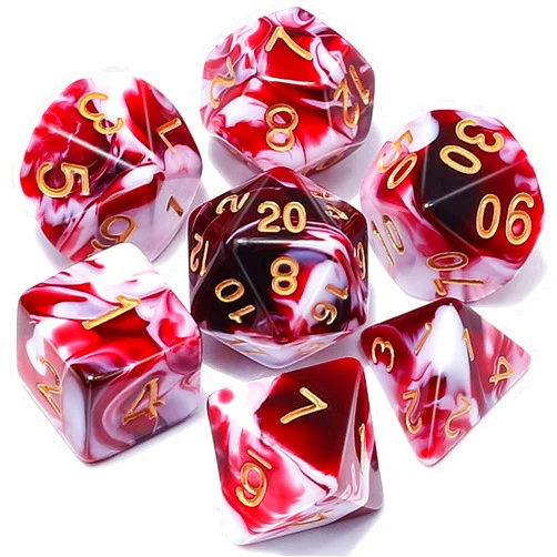 QMAY DND Dice Set -D&D Polyhedral Dice (7 Pcs) for Dungeons and Dragons (Blood red and White)