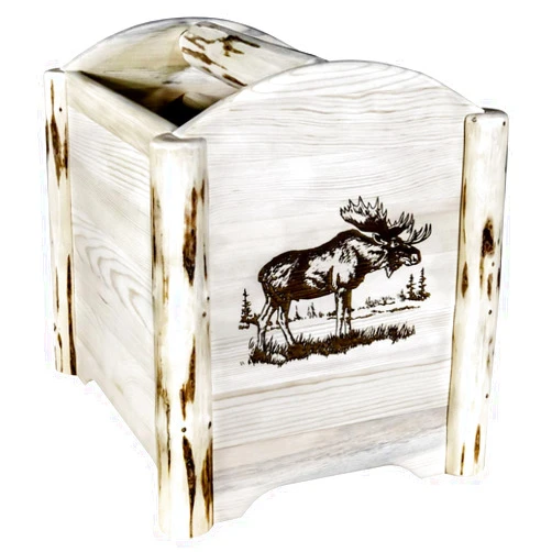 212 Main Montana Collection Magazine Rack with Laser Engraved Moose Design