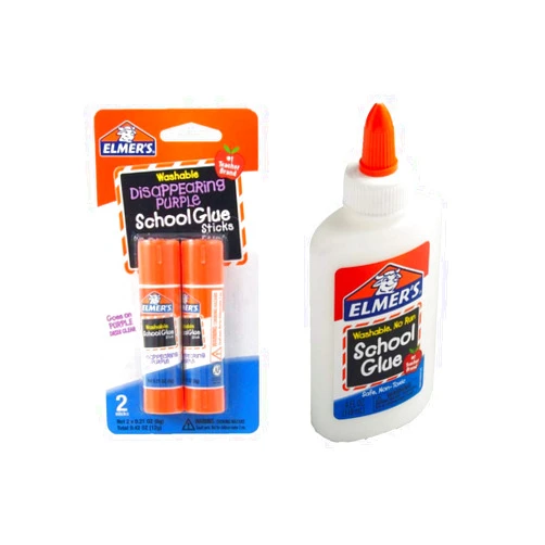 Elmer's bundle Washable Liquid School Glue, White, Dries Clear, 4 fl oz Plus Disappearing Purple Elmer's School Glue Stick, 7g, 2pk