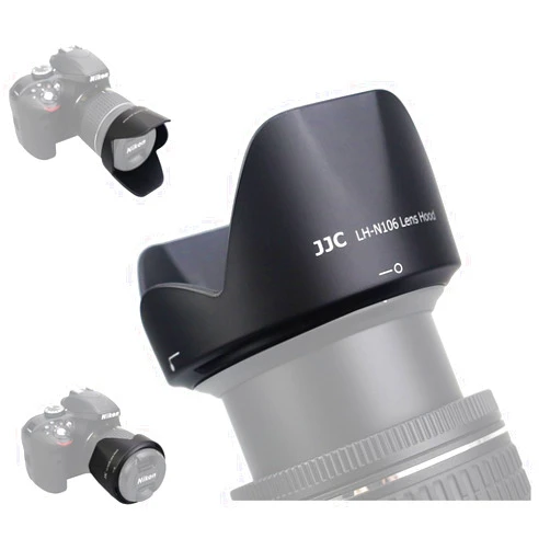 JJC Dedicated Bayonet Reversible Lens Hood Shade for Nikon AF-P DX Nikkor 18-55mm F3.5-5.6G VR & AF-P DX Nikkor 18-55mm F3.5-5.6G Lens on Nikon D3500 D5600 D7500 Camera Replace Nikon HB-N106 Lens Hood