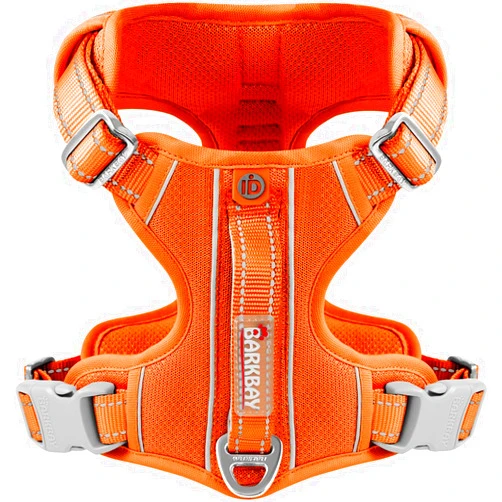 BARKBAY Dog Harness No Pull with ID Tag Pocket - Heavy Duty, Reflective, Easy Control for Large Dogs (Orange,XL)