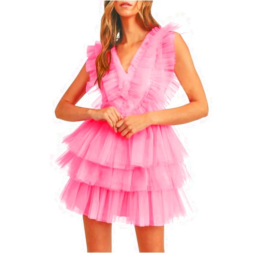 ALFEICE Tiered Tulle Homecoming Dresses for Teens Puffy Ruffles Short Prom Dresses A-Line Cocktail Party Club Growns