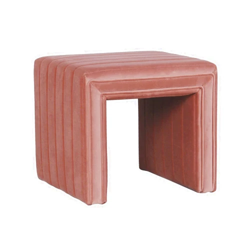 Spatial Order Modern Channel Tufted Velvet Ottoman Home Décor|Ottoman for Living Room & Bedroom - Blush Pink