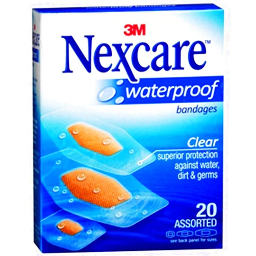 Nexcare Waterproof Clear Bandages Assorted 20 Each (Pack of 5)