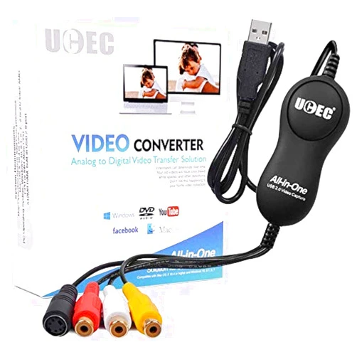UCEC USB 2.0 Video Capture Card Device, VHS VCR TV to DVD Converter for Mac OS X PC Windows 7 8 10 11