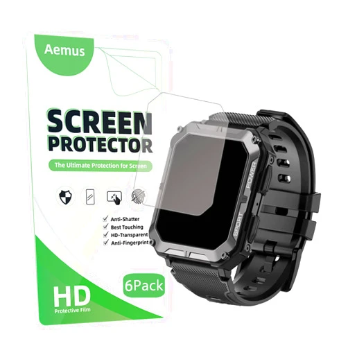 Aemus Compatible for PUREROYI Military Smart Watch Screen Protector (6 Pack) Compatible for VIRAN/Rgthuhu C20 Pro 1.83'' Smartwatch HD PET Film