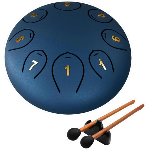 Lidguni Steel Tongue Drum 6 Inch 8 Notes, Rain Drums for Outside C major, Hang Instrument, Handpan for Kids, Ethereal Hand Pan for Meditation Yoga Musical Education, Navy Blue