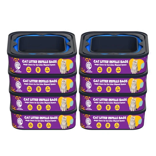 Fununcat Cat Litter Refill Bags Cartridge Compatible with Litter Cat Genie Standard, Plus, XL+ and XL Pail Refills, Odor Control Cat Litter Bags, Pet Waste Bags Box Accessories, Pack of 8